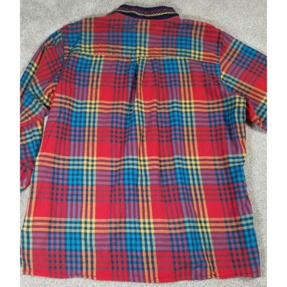 CM Company Brand Long Sleeve Button Up Red Plaid Casual Shirt Women's Size Large - Picture 7 of 9